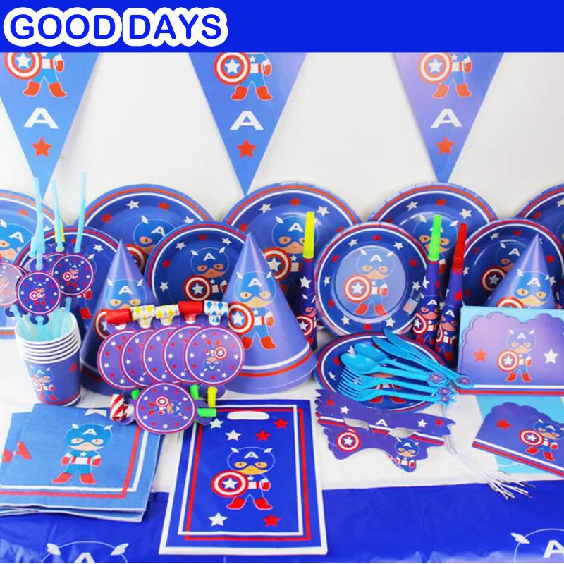 Captain America Theme Disposable tableware Plate Cup Banner Birthday Party Decorations Kids Supplies Boys Party Favors Plastic
Captain America Theme Disposable tableware Plate Cup Banner Birthday Party Decorations Kids Supplies Boys Party Favors Plastic