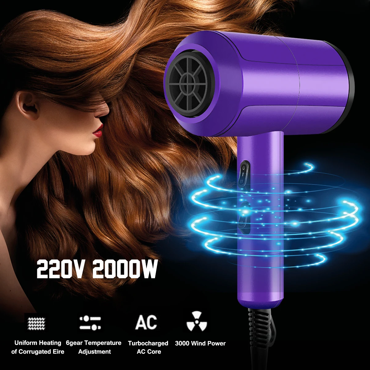 2000W 220V Professional Hairdressing Salon Electric Hair Dryer Adjustable Speed Blow Dryer Hot and Cold Hairdryer Styling Tools
2000W 220V Professional Hairdressing Salon Electric Hair Dryer Adjustable Speed Blow Dryer Hot and Cold Hairdryer Styling Tools