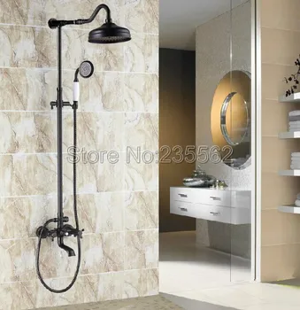 Black Oil Rubbed Bronze Wall Mounted Bathroom Shower Faucet Rainfall Set Dual Handle Bathtub Faucets + Handheld Shower lrs666
Black Oil Rubbed Bronze Wall Mounted Bathroom Shower Faucet Rainfall Set Dual Handle Bathtub Faucets + Handheld Shower lrs666