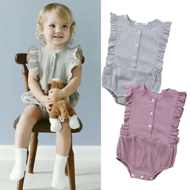 2019 hot Newborn Baby Girls Bodysuit Playsuit Cotton Ruffle Sleeveless Summer Baby Body Button baby Clothes Rac
2019 hot Newborn Baby Girls Bodysuit Playsuit Cotton Ruffle Sleeveless Summer Baby Body Button baby Clothes Rac
