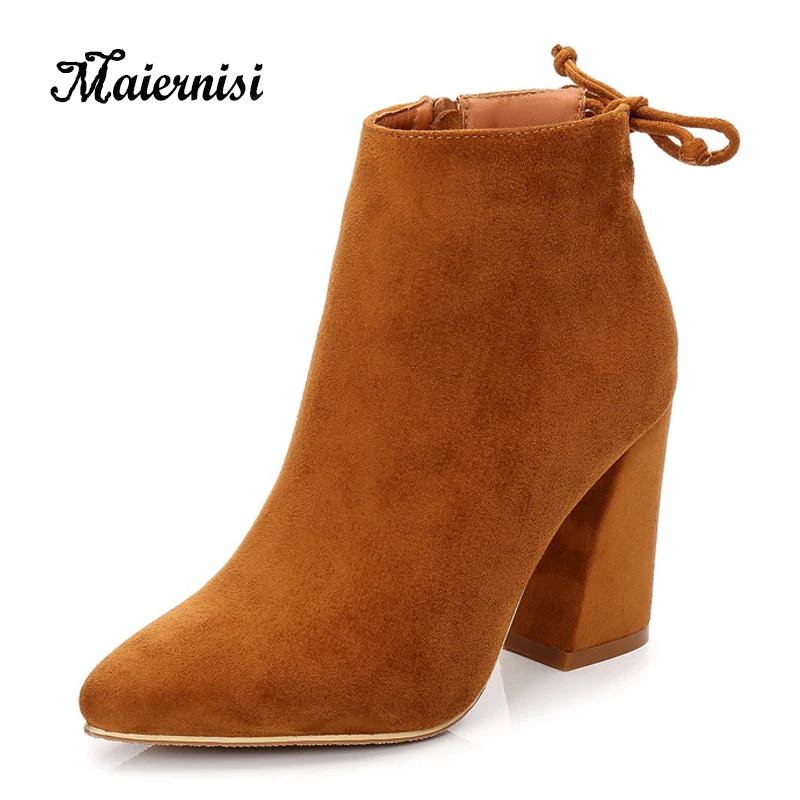 MAIERNISI Women Ankle All Season Boots Flock Pointed Toe Thick High Heels Shoes Sexy Fashion Women Pumps Brand New Boots
MAIERNISI Women Ankle All Season Boots Flock Pointed Toe Thick High Heels Shoes Sexy Fashion Women Pumps Brand New Boots