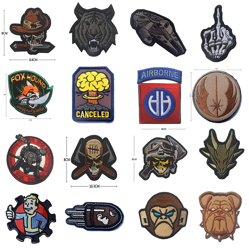 100% Embroidered Hook&loop Skull Finger Armband Bullet Badges Epaulette Patch Fox Hound Special Force Group Patches
100% Embroidered Hook&loop Skull Finger Armband Bullet Badges Epaulette Patch Fox Hound Special Force Group Patches