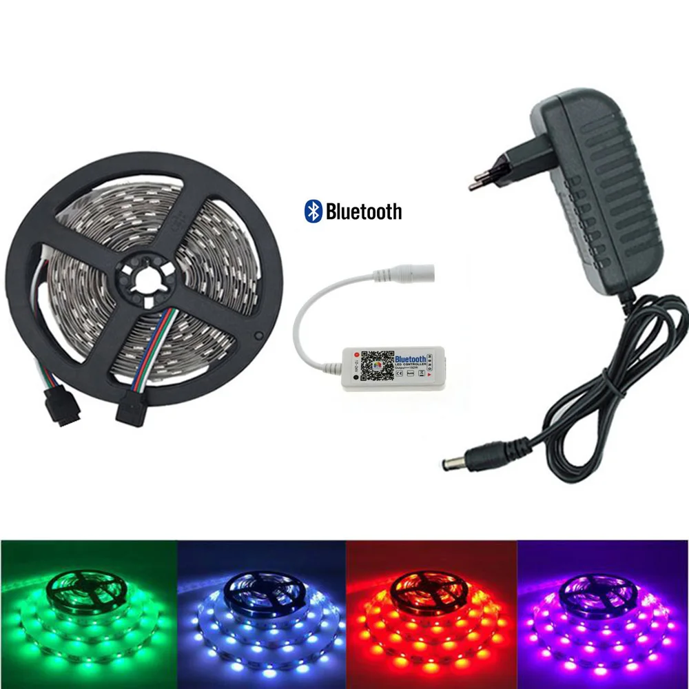 LED Strip Lights Flexible Ribbon RGB Stripe 5M Tape Diode DC 12V+Remote RGB 5050 With Bluetooth Controller and Adapter
LED Strip Lights Flexible Ribbon RGB Stripe 5M Tape Diode DC 12V+Remote RGB 5050 With Bluetooth Controller and Adapter