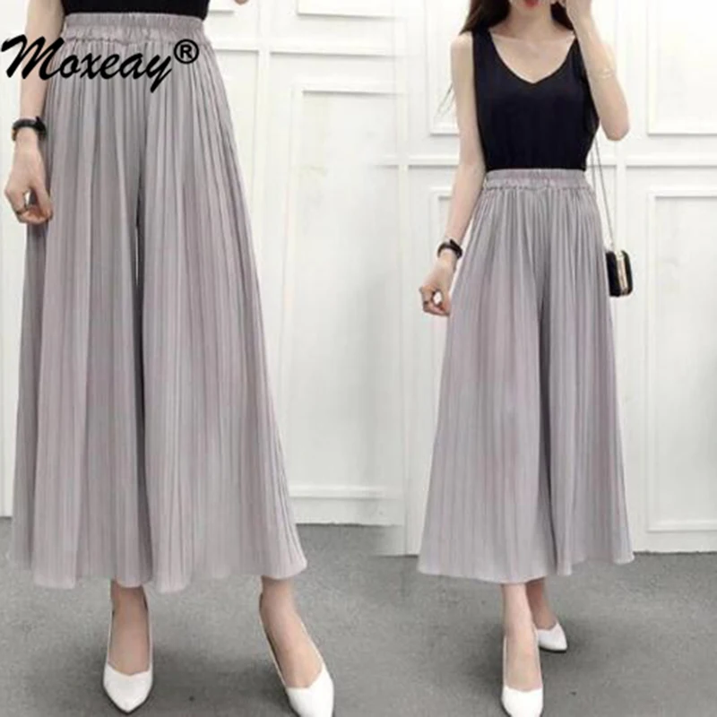 Moxeay Full Length Wide Leg Pants Elastic Waist Summer Thin Pleated Chiffon Women Crumpled Wide Leg Trousers Black Thin Female
Moxeay Full Length Wide Leg Pants Elastic Waist Summer Thin Pleated Chiffon Women Crumpled Wide Leg Trousers Black Thin Female