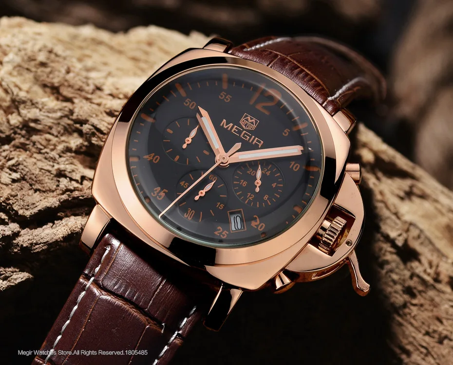 Megir 3006 Mens Fashion Quartz Watch Waterproof Wristwatch Genuine Leather  Strap Watches Man Free Shipping - Quartz Wristwatches - AliExpress