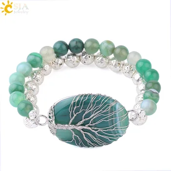 CSJA Natural Stone 2 Row Bracelet Life Tree Wire Wrapped Oval Bead Pink Quartz Tiger Eye Silver Color Lava Men Women Bangle F701
CSJA Natural Stone 2 Row Bracelet Life Tree Wire Wrapped Oval Bead Pink Quartz Tiger Eye Silver Color Lava Men Women Bangle F701