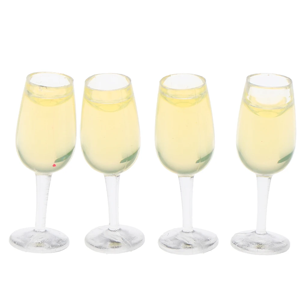 4pcs Mini Wine Glasses Cups Miniature Dollhouse Wine Cup Model for 12th Dolls House, 0.63 inch Height