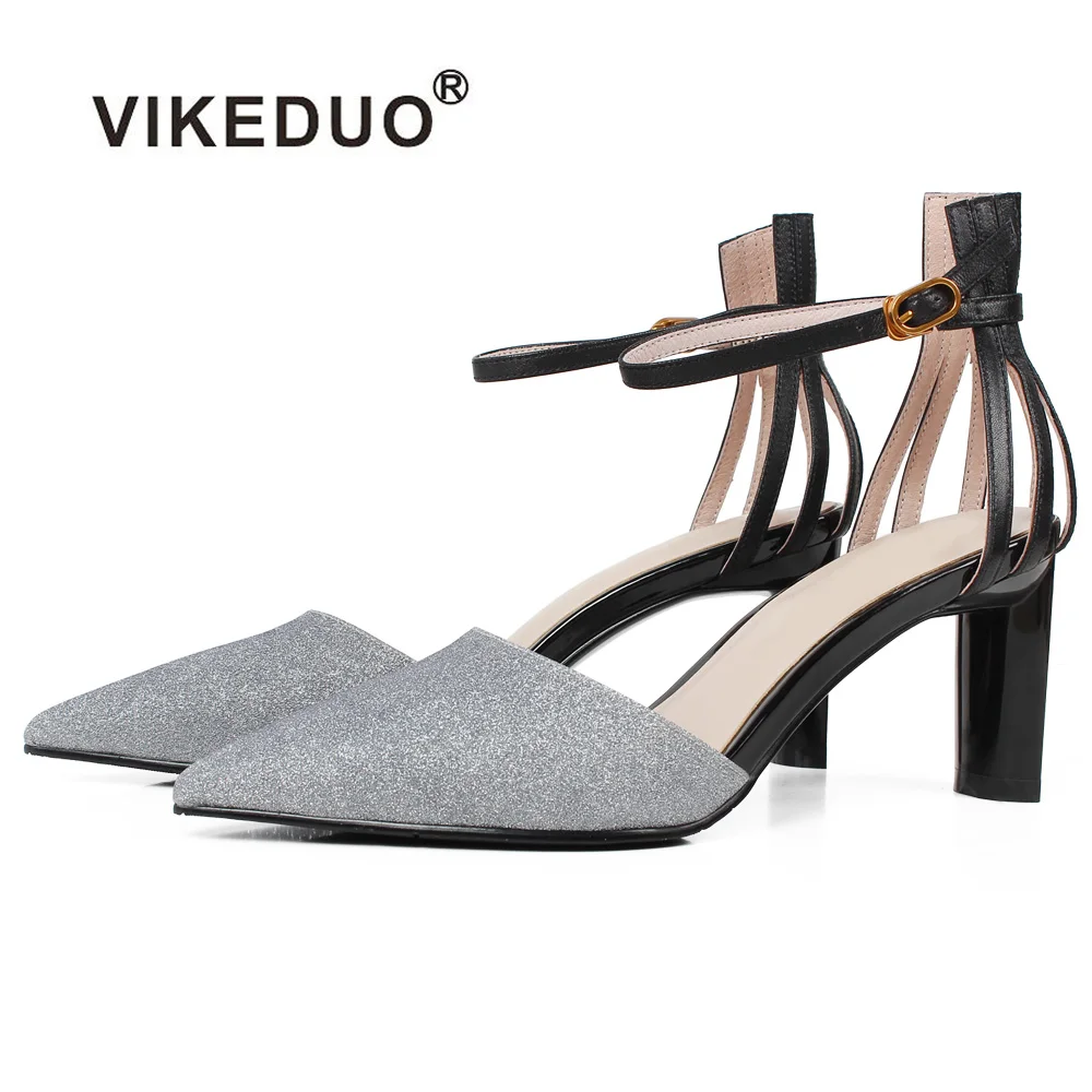 

Vikeduo 2019 Fashion High Heel Shoes For Women Black Slingbacks Sandals Female Lace-up Casual Wedding Party Zapatos Mujer Scarpe