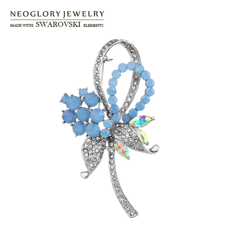 Брошь Neoglory с австрийским кристаллом Стразы сплав покрытием изысканный цветочный
