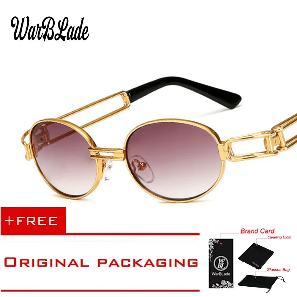 

2018 Round Metal Frame Oval Sunglasses Women Steampunk Men Fashion Glasses Brand Designer Retro Vintage Sun glasses WarBlade