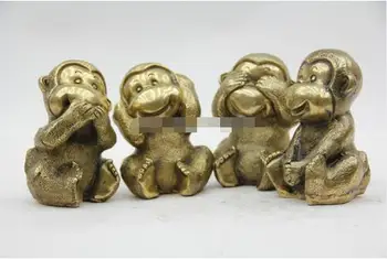 YM 304 Stunning Handcraft Brass Bronze Four Do Not Monkeys Statue:See no evil, Hear no evil, Speak no evIL
YM 304 Stunning Handcraft Brass Bronze Four Do Not Monkeys Statue:See no evil, Hear no evil, Speak no evIL