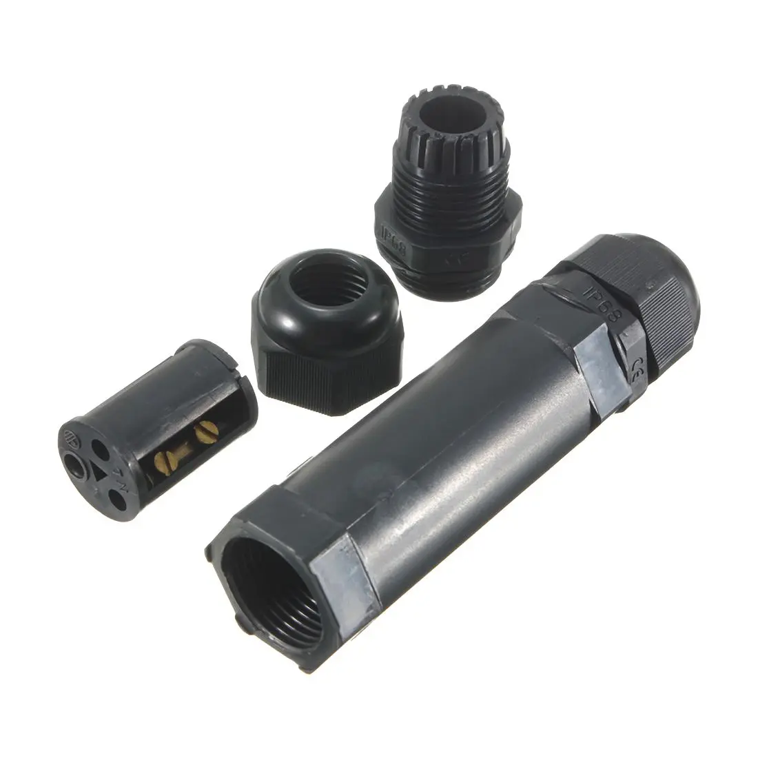 20A 3 pole IP68 Cable Connector Socket Waterproof ground cable sleeve Black |