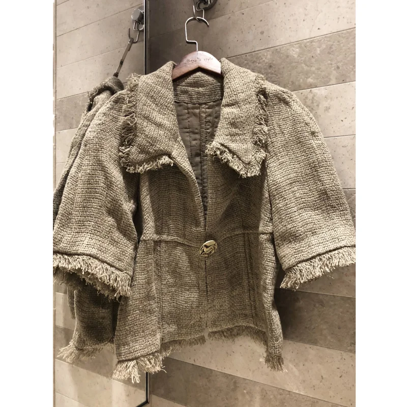 Women's Jacket 2019 Sleeve Lapel Retro Short Jacket High Quality Women's Woven linen fabric exquisite short Jacket
Women's Jacket 2019 Sleeve Lapel Retro Short Jacket High Quality Women's Woven linen fabric exquisite short Jacket