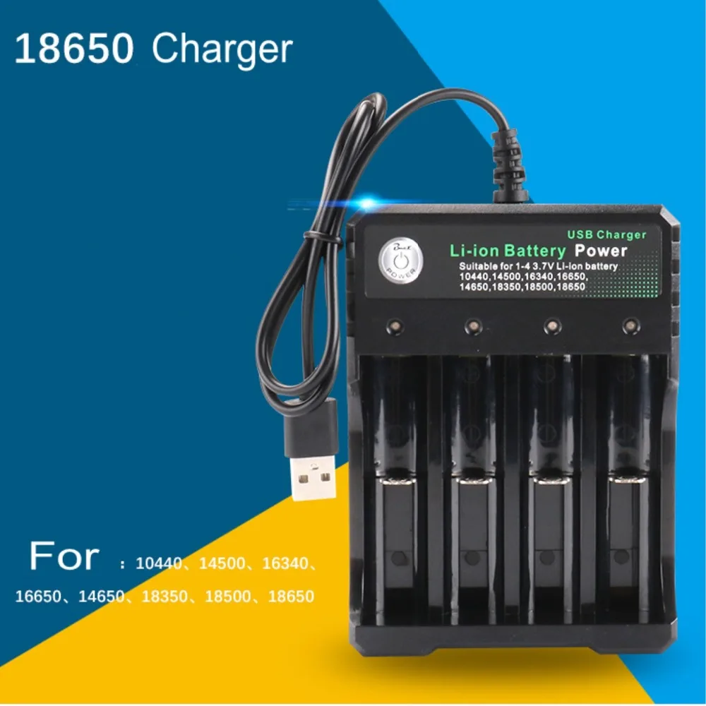 

Tinhofire USB 18650 4 Slots Intelligent Battery Charger For 10440 14500 16340 16650 14650 18350 18500 18650 Li-ion Battery