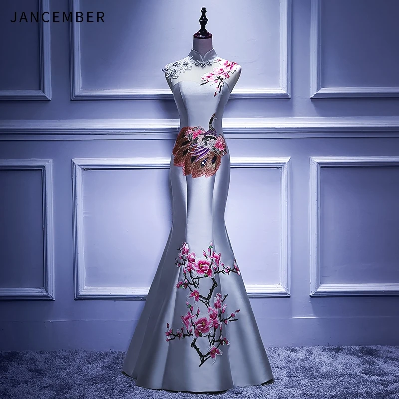 JANCEMBER Evening Dresses Mermaid High Neck Lace Up Back Floor Length Embroidery Grey Elegant Evening Dress 2019 New
JANCEMBER Evening Dresses Mermaid High Neck Lace Up Back Floor Length Embroidery Grey Elegant Evening Dress 2019 New