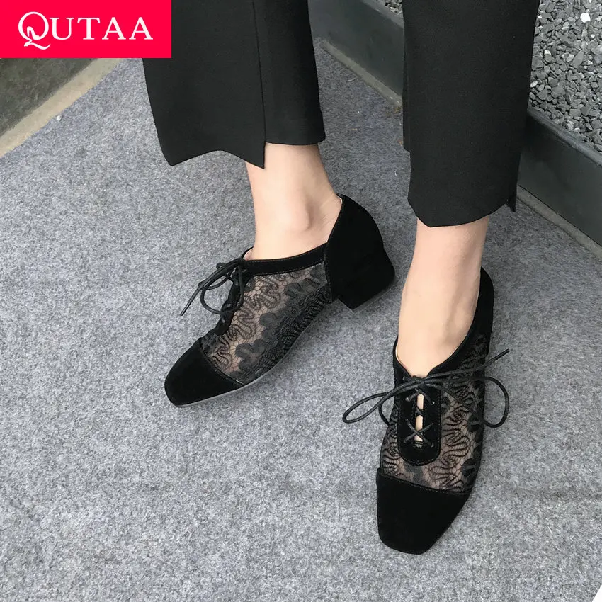 QUTAA 2019 Women Shoes Flock+Net-surface Breathable Square Head Retro Rough Low Heel Mesh Lace Hollow Out Sandals Size 34-39
QUTAA 2019 Women Shoes Flock+Net-surface Breathable Square Head Retro Rough Low Heel Mesh Lace Hollow Out Sandals Size 34-39