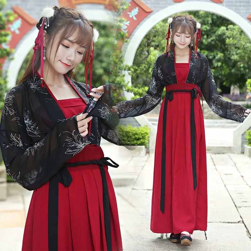 Chinese clothing women hanfu tweezers + tube top + skirt Qi waist line chrysanthemum print daily black red three-piece suit
Chinese clothing women hanfu tweezers + tube top + skirt Qi waist line chrysanthemum print daily black red three-piece suit