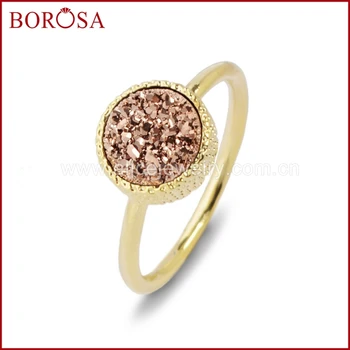 BOROSA Gold Color 10mm Round Natural Crystal Druzy Titanium Druzy Ring Drusy Geode Jewelry Ring Party Rings For Women ZG59
BOROSA Gold Color 10mm Round Natural Crystal Druzy Titanium Druzy Ring Drusy Geode Jewelry Ring Party Rings For Women ZG59