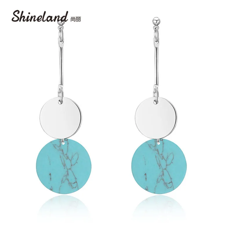 Shineland Hot Sale Women Blue Black Stone Drop Earrings Vintage Alloy Double Round Dangle Earrings Jewelry for Lady Gift Summer
Shineland Hot Sale Women Blue Black Stone Drop Earrings Vintage Alloy Double Round Dangle Earrings Jewelry for Lady Gift Summer