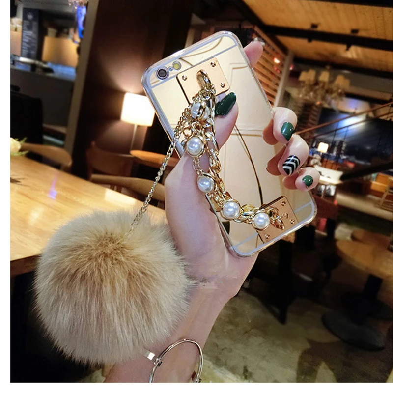 Luxury mirror pearl bracelet hair ball silicone cover for iphone MAX XS XR 6 7 8 plus X for samsung S8 9 10E Note8 9 phone case
Luxury mirror pearl bracelet hair ball silicone cover for iphone MAX XS XR 6 7 8 plus X for samsung S8 9 10E Note8 9 phone case