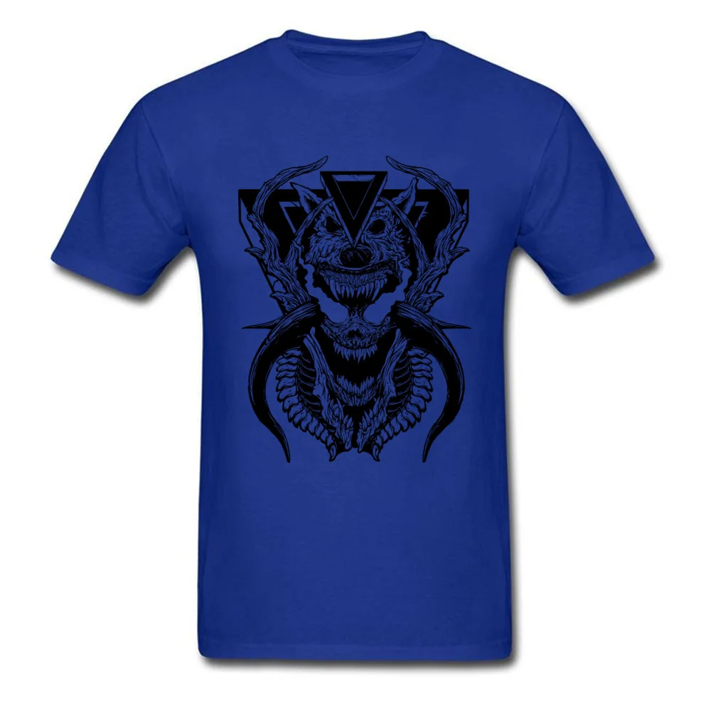 Demon Wolf Funny Labor Day 100% Cotton O Neck Man Tees Casual Clothing Shirt Prevailing Short Sleeve T-shirts Drop Shipping Demon Wolf blue
