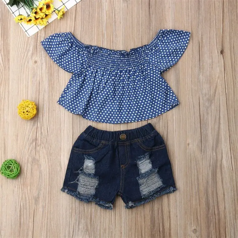 2PCS Baby Girl Toddler Kid Clothes Outfits Polka Dot Top Denim Jeans Short Pants
2PCS Baby Girl Toddler Kid Clothes Outfits Polka Dot Top Denim Jeans Short Pants
