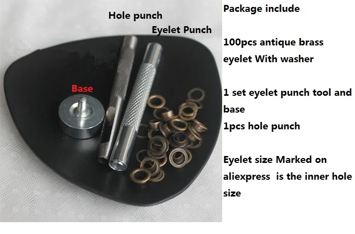 Free Shipping 100 set antique brass eyelet and Eyelet Punch Die Tool Set for Leather Craft Clothing Grommet Banner - 4mm - 20mm
Free Shipping 100 set antique brass eyelet and Eyelet Punch Die Tool Set for Leather Craft Clothing Grommet Banner - 4mm - 20mm