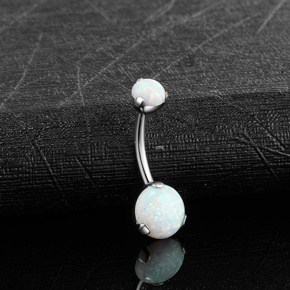 

1PC Steel Piercings Ombligo Prong Set Opal Gem Belly Button Rings Navel Barbell Piercing Nombril Earring Helix Women Jewelry 14G