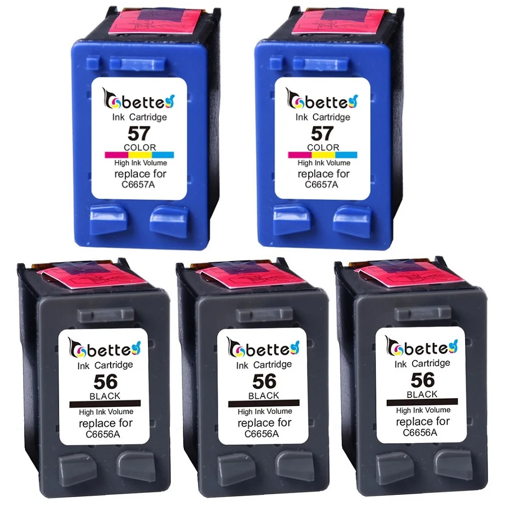 5PK, BETTE Ink Cartridge Replacement for HP 56 57 XL hp56 hp57 Officejet 5508 5510 5510v 5515 6110 6110v 6150 J5500 J5508 J5520
5PK, BETTE Ink Cartridge Replacement for HP 56 57 XL hp56 hp57 Officejet 5508 5510 5510v 5515 6110 6110v 6150 J5500 J5508 J5520