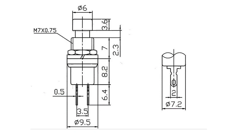 Description Picture 5 of itemIMC Hot 10Pcs White Cap SPST Momentary Mini Pushbutton Switch DC 50V 0.3A