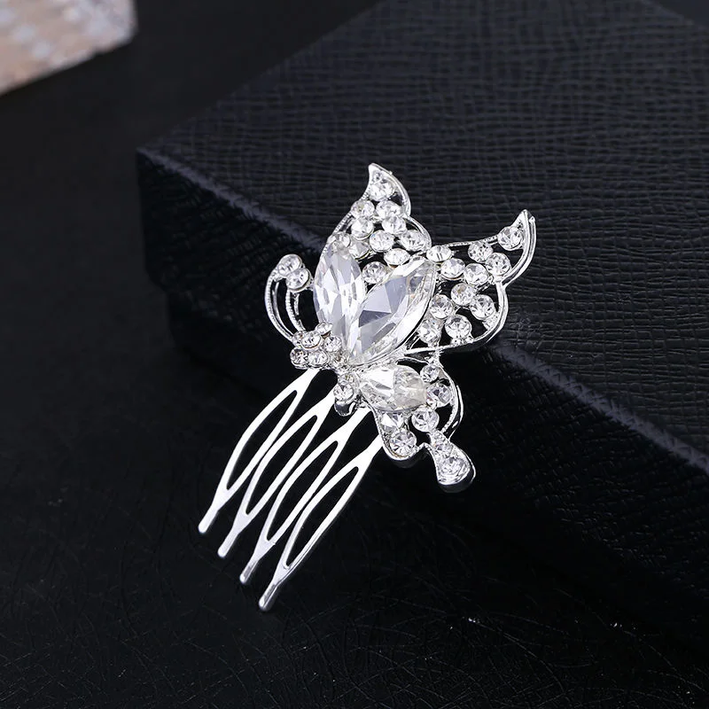 Fantastic Austrian Crystal Butterfly Tiara Silver Plated Wedding Hair Accessories Bridal Women Hair Comb Tiaras (4)