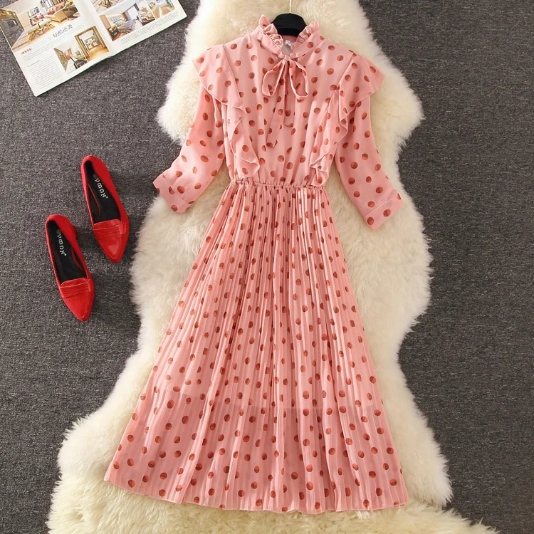 Summer Dress 2019 Women Pink Dot Print Cute Bow Ruffle Chiffon Slim Long Casual Dress Bodycon Beach Vacation Dress Vestidos
Summer Dress 2019 Women Pink Dot Print Cute Bow Ruffle Chiffon Slim Long Casual Dress Bodycon Beach Vacation Dress Vestidos
