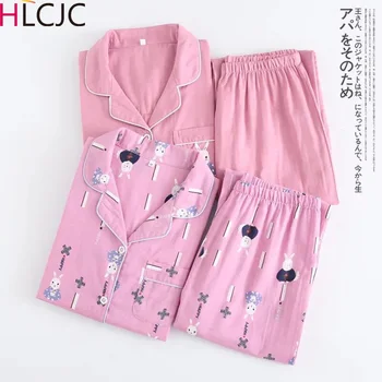 2019 Spring New Female Long Sleeves Pajama Set Gauze Cotton Cute Rabbit Printed Ladies Sleepwear Set Comfort Household Wear
2019 Spring New Female Long Sleeves Pajama Set Gauze Cotton Cute Rabbit Printed Ladies Sleepwear Set Comfort Household Wear