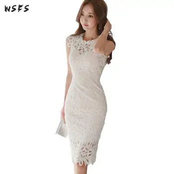 Summer White Dresses Sleeveless Bandage Bodycon Hollow Out Lace Women Dress Ladies Elegant Sexy Party Midi Pencil Wrap Dress
Summer White Dresses Sleeveless Bandage Bodycon Hollow Out Lace Women Dress Ladies Elegant Sexy Party Midi Pencil Wrap Dress