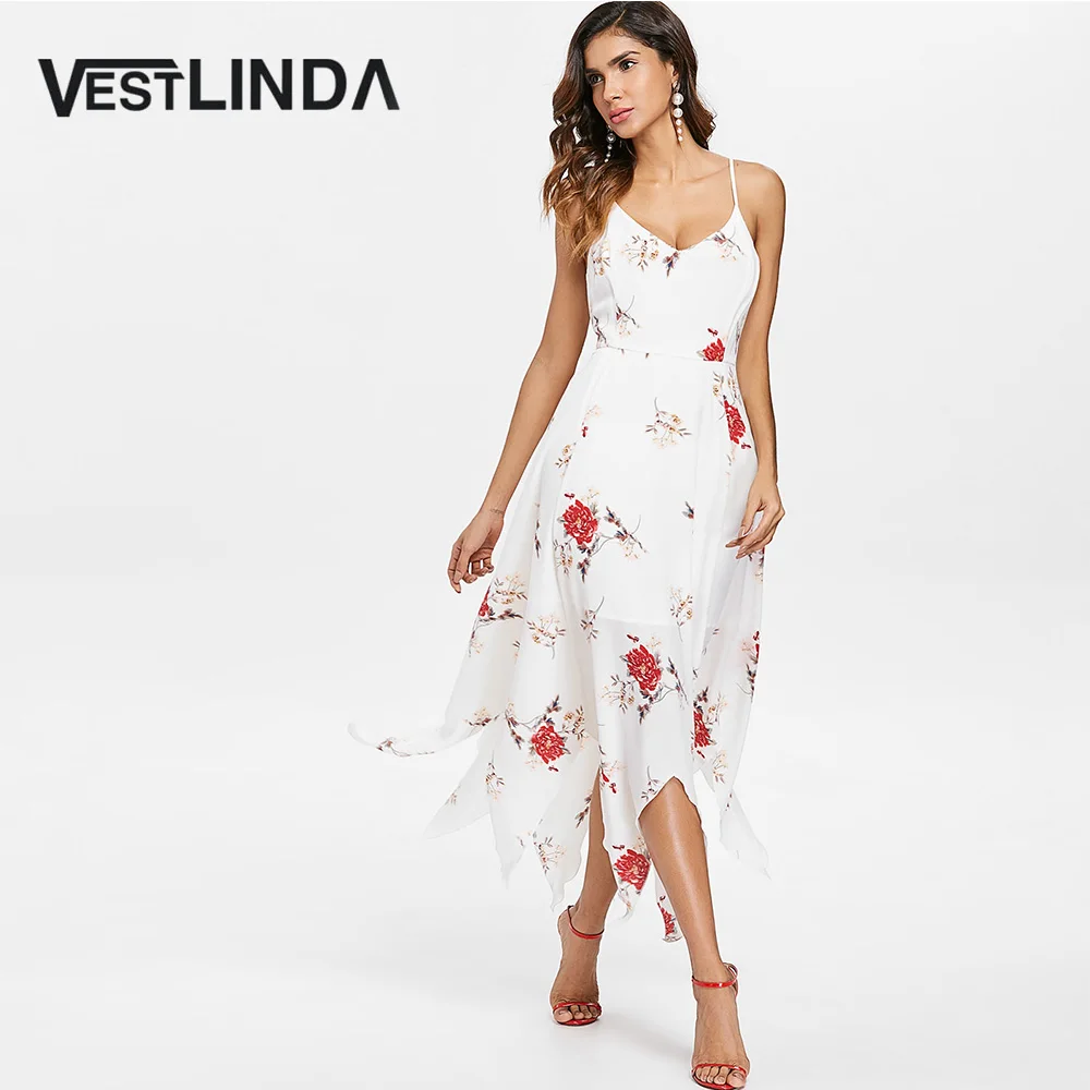 VESTLINDA Floral Print Cami Straps Handkerchief Maxi Dress Women High Waist Summer Beach Dress White Long Vestidos Robe Femme
VESTLINDA Floral Print Cami Straps Handkerchief Maxi Dress Women High Waist Summer Beach Dress White Long Vestidos Robe Femme