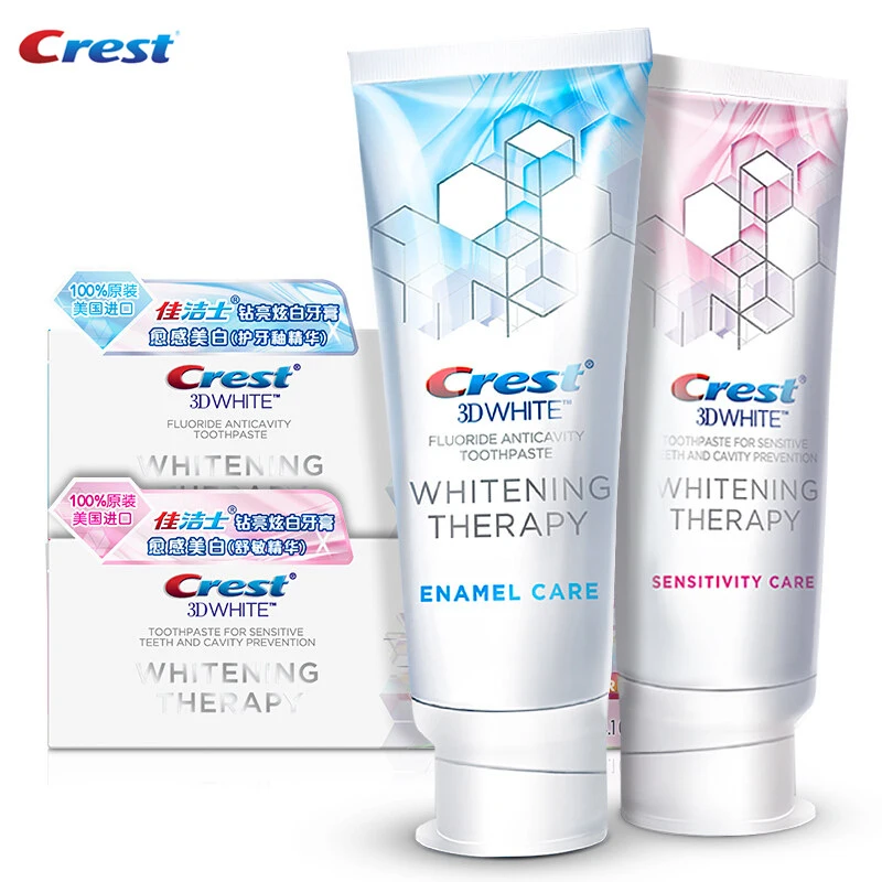 Crest 3D Diamond Shinning White Toothpaste Enamel/ Sensitivity Care Gentle Whitening Stain Bad Breathe Removal With Fluoride 2PC