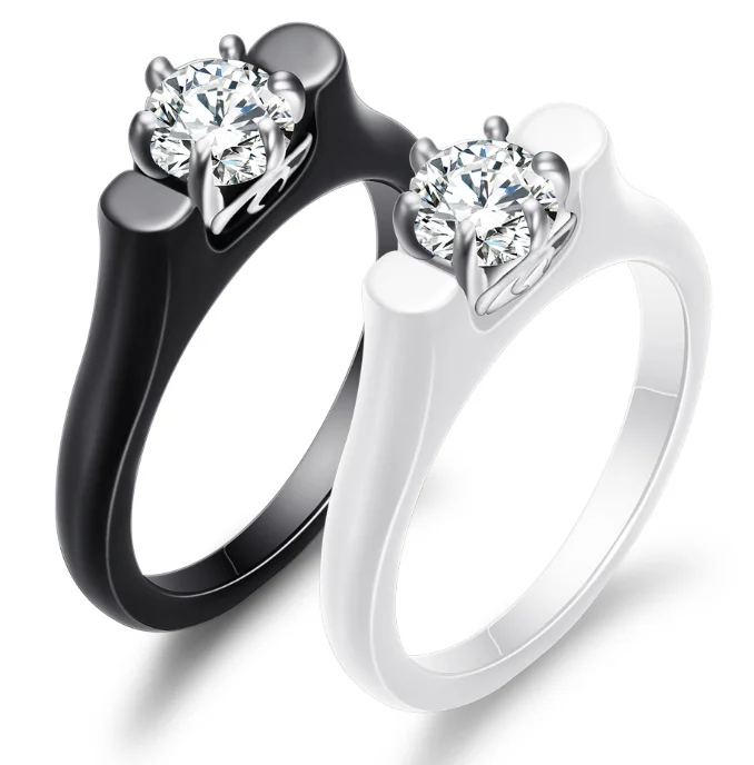 Black&White Fashion Ceramic Rings For Women 6mm Round Wide Smooth Female Rings Big Crystal Cubic Zircon Wedding Engagement Rings
Black&White Fashion Ceramic Rings For Women 6mm Round Wide Smooth Female Rings Big Crystal Cubic Zircon Wedding Engagement Rings