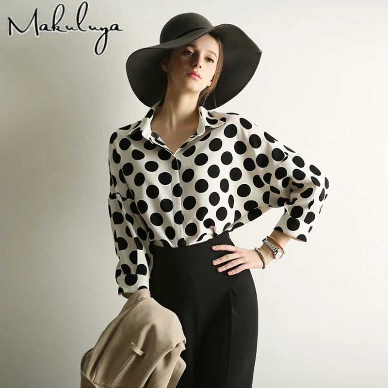 Makuluya Autumn Spring Women New Long Sleeved Chiffon Big Polka Dot Female Fashion Blouse Vintage Shirts Good Quality QW
Makuluya Autumn Spring Women New Long Sleeved Chiffon Big Polka Dot Female Fashion Blouse Vintage Shirts Good Quality QW