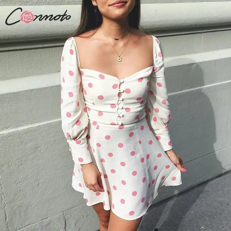 Conmoto 2019 Autumn Women Fashion Polka Dot Square Collar Short Dress Casual Long Sleeves High Waist Mini Dress Holiday Vestidos
Conmoto 2019 Autumn Women Fashion Polka Dot Square Collar Short Dress Casual Long Sleeves High Waist Mini Dress Holiday Vestidos