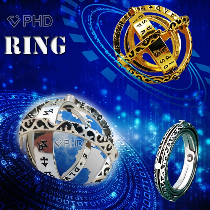 Doolland Astronomical Sphere Ball Ring Cosmic Finger Ring Couple Lover Jewelry Gifts size US 6 gold