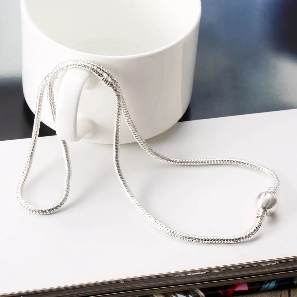 Silver Plated Necklace For Women Round Signature Clasp Snake Chain fit Lady Bead Charm Pendant DIY Jewelry
Silver Plated Necklace For Women Round Signature Clasp Snake Chain fit Lady Bead Charm Pendant DIY Jewelry