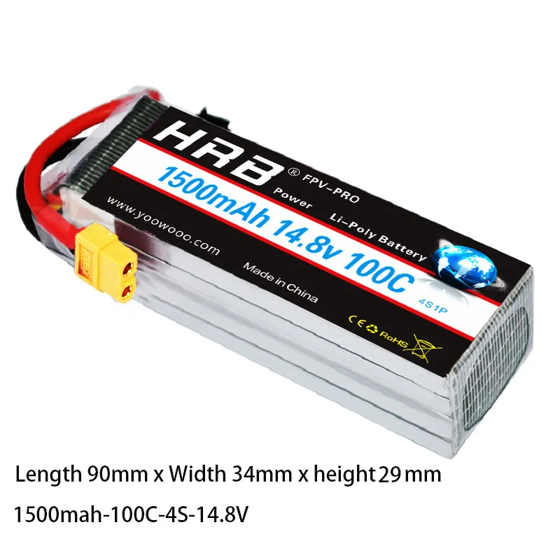HRB высокая скорость разряда RC Lipo 4S батарея 14 8 в 1500 мАч 100C 200C для Квадрокоптер FPV