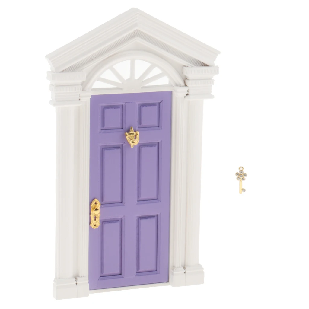 DIY 1:12 Dollhouse Miniature Wooden European-style Villa Gate Door 1/12 Doll House Decor Furniture Toys for Children Kids Gift
