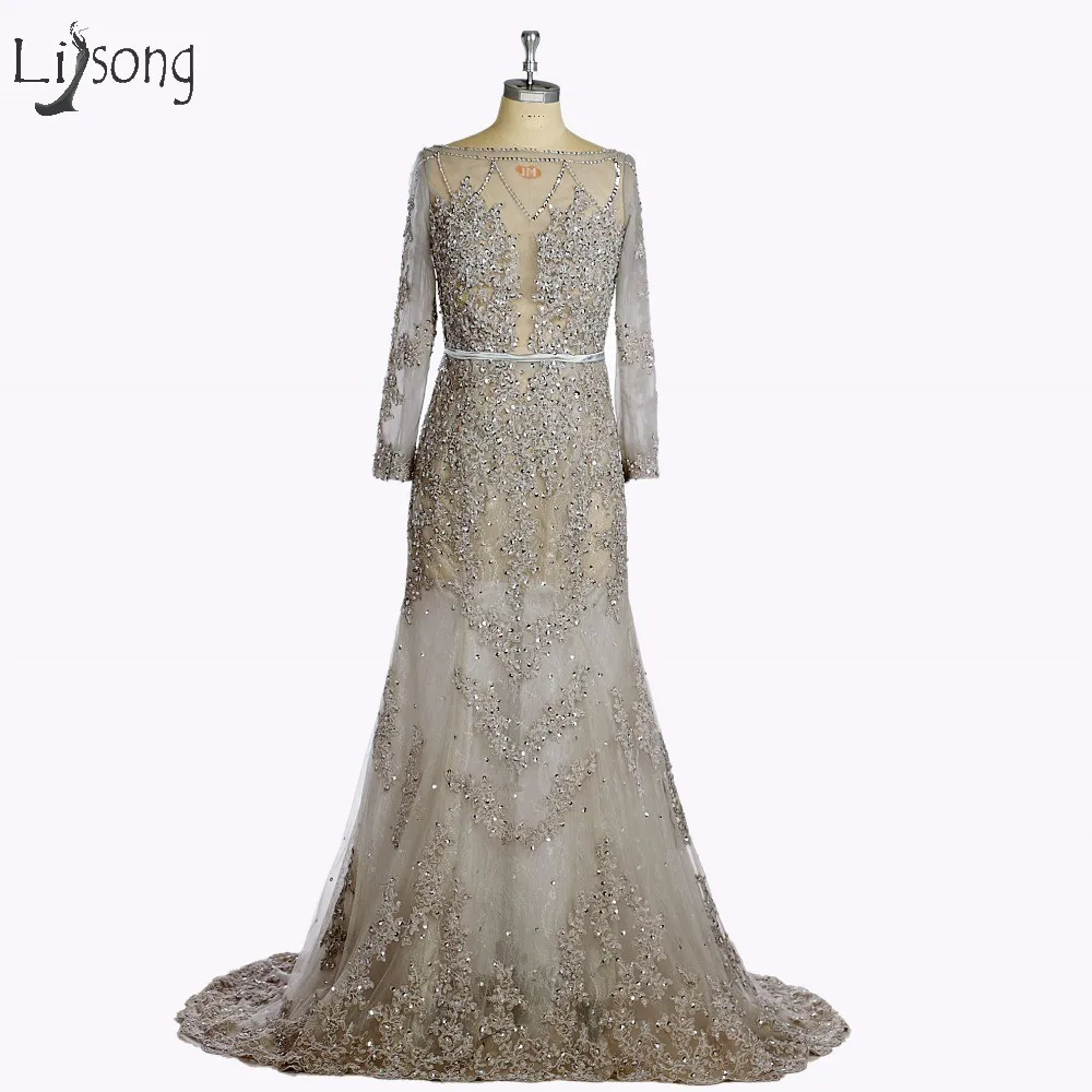 Luxury Middle East Gray Evening Dress 2017 Shiny Crystal Lace Mermaid Long Prom Gowns Full Sleeves Boat Neck Abendkleider A029
Luxury Middle East Gray Evening Dress 2017 Shiny Crystal Lace Mermaid Long Prom Gowns Full Sleeves Boat Neck Abendkleider A029