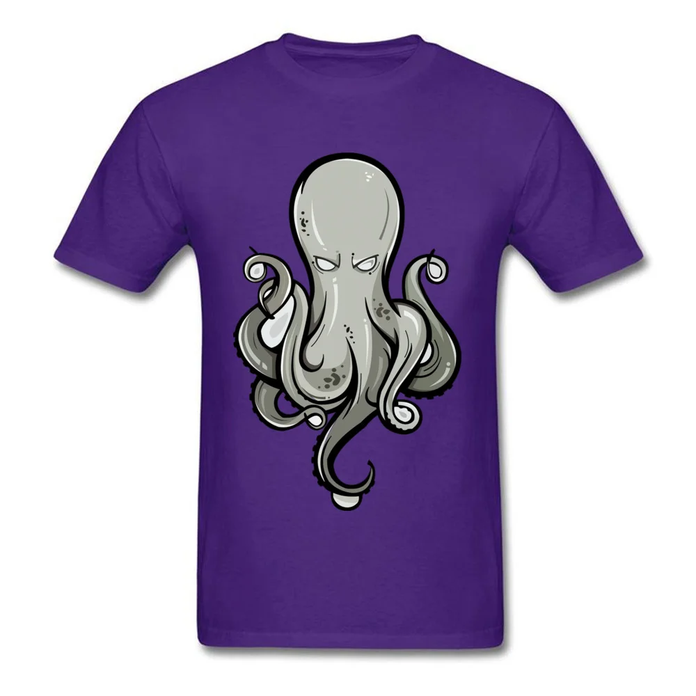 Men Slim Fit Normal T Shirt O-Neck April FOOL DAY 100% Cotton Fabric Top T-shirts Printed Short Sleeve KRAKEN Tee Shirts KRAKEN purple