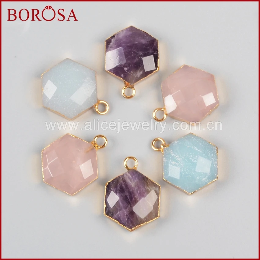 BOROSA 10PCS Gold Color Hexagon Multi-Kind Faceted Natural Stones Charms Pendant for Necklace Druzy Jewelry G0949
BOROSA 10PCS Gold Color Hexagon Multi-Kind Faceted Natural Stones Charms Pendant for Necklace Druzy Jewelry G0949