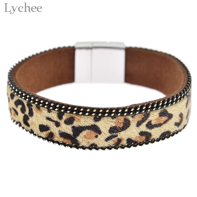 Lychee Trendy Leopard Pattern Leather Bracelet Punk Female Bracelets Fashion Jewelry for Women
Lychee Trendy Leopard Pattern Leather Bracelet Punk Female Bracelets Fashion Jewelry for Women