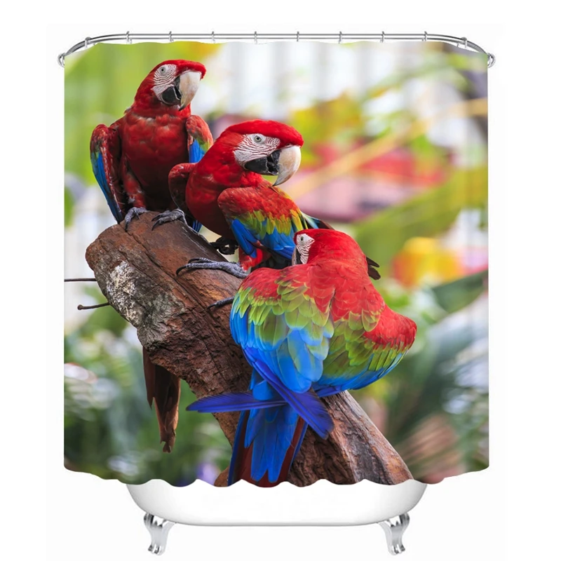 

3D shower curtain beautiful parrot pattern Polyester Fabric Waterproof Shower Curtain Eco-Friendly Bathroom Curtain Home