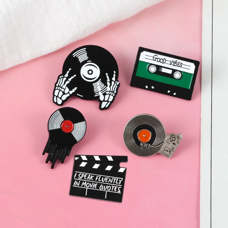Music And Video Collection Crews Clapperboard Clap-stick Vinyl Record Player Tape Turntable Record DJ Enamel Brooch Pin For Gift
Music And Video Collection Crews Clapperboard Clap-stick Vinyl Record Player Tape Turntable Record DJ Enamel Brooch Pin For Gift