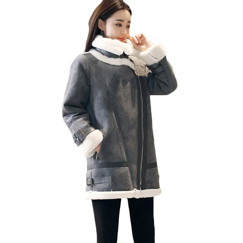 Lamb hair coat Autumn Winter new women loose warm cotton jackets long suede motorcycle jackets women Quality casual parkas F711
Lamb hair coat Autumn Winter new women loose warm cotton jackets long suede motorcycle jackets women Quality casual parkas F711